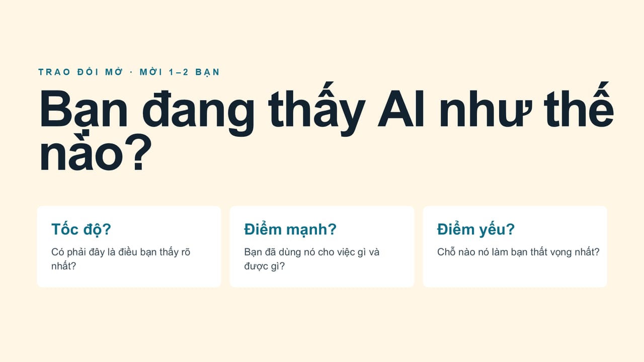 Slide 5: TRAO ĐỔI MỞ · MỜI 1–2 BẠN