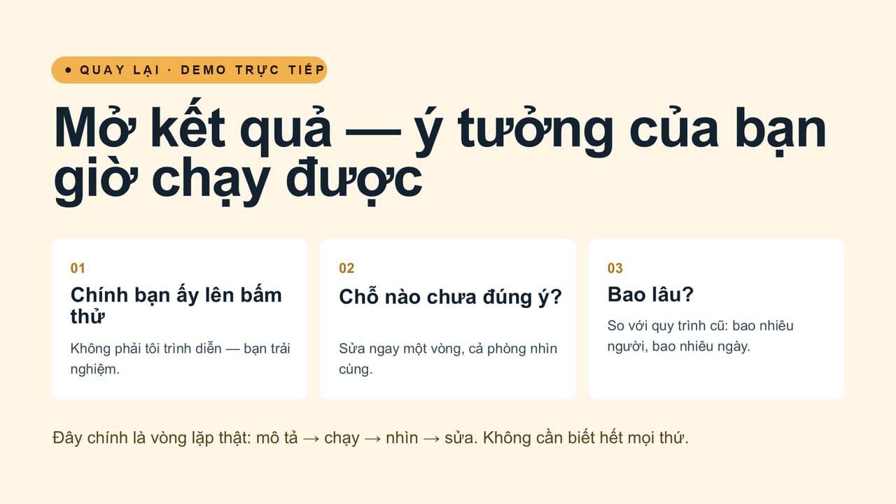Slide 20: QUAY LẠI · DEMO TRỰC TIẾP